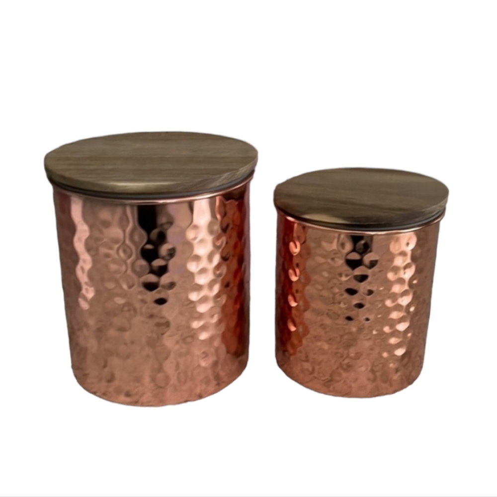 💜Uncommon James Hammered Copper Canisters Large - Picture 5 of 8